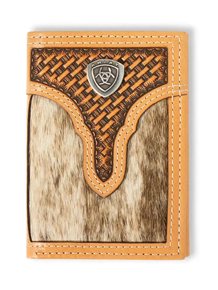 Ariat Accessories Hair On Basket Weave Trifold Wallet