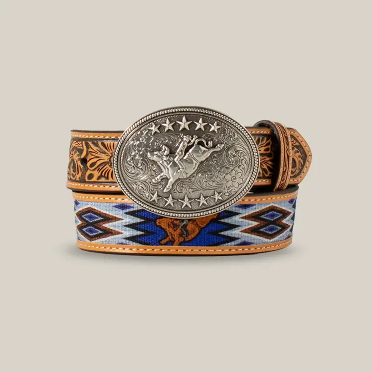 3D Belt Youth Bullrider Canvas Belt Blue