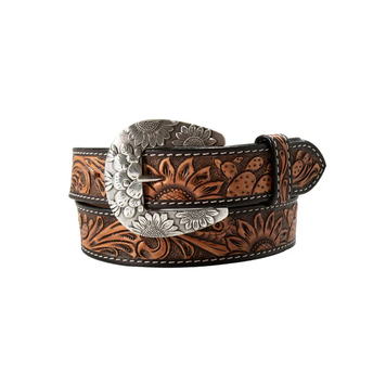 Angel Ranch Sunflower Cactus Leather Belt Large