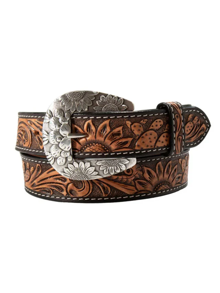 Angel Ranch Sunflower Cactus Leather Belt Large
