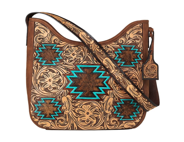 Angel Ranch Selene Floral With Aztec Filigree Shoulder Bag