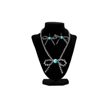 Silver Strike Navajo Beads With Bow Set