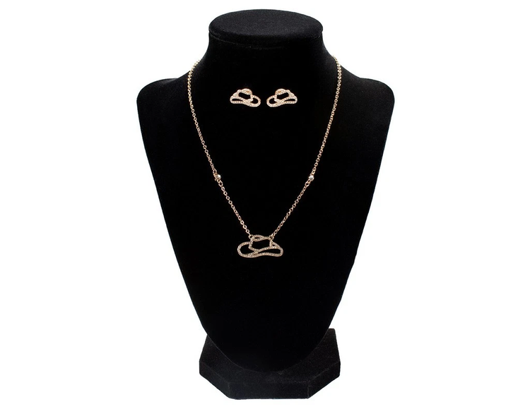 Silver Strike Crystal Cowboy Hat Gold Set