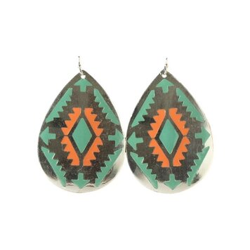 Silver Strike Southwest Tear Drop Earrings