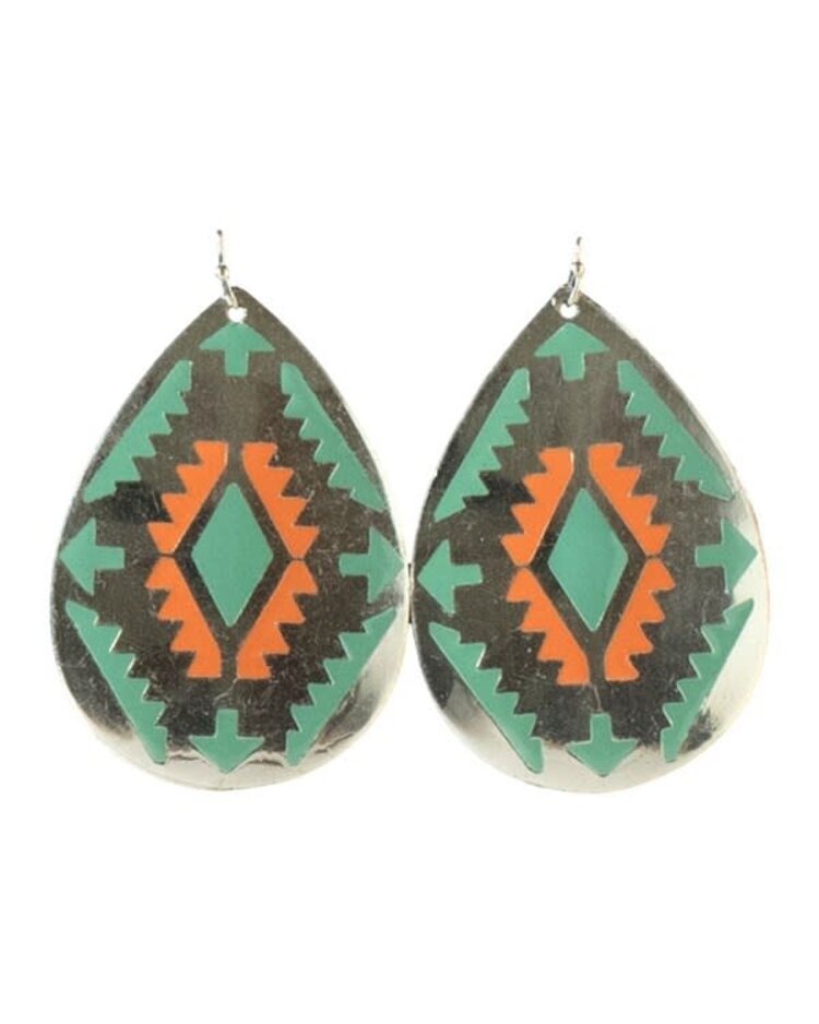 Silver Strike Southwest Tear Drop Earrings