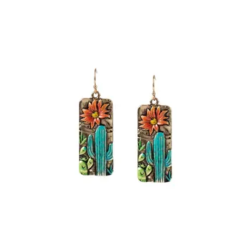 Silver Strike Gold Backed Cactus Flower Earrings