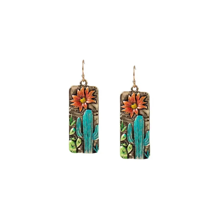 Silver Strike Gold Backed Cactus Flower Earrings
