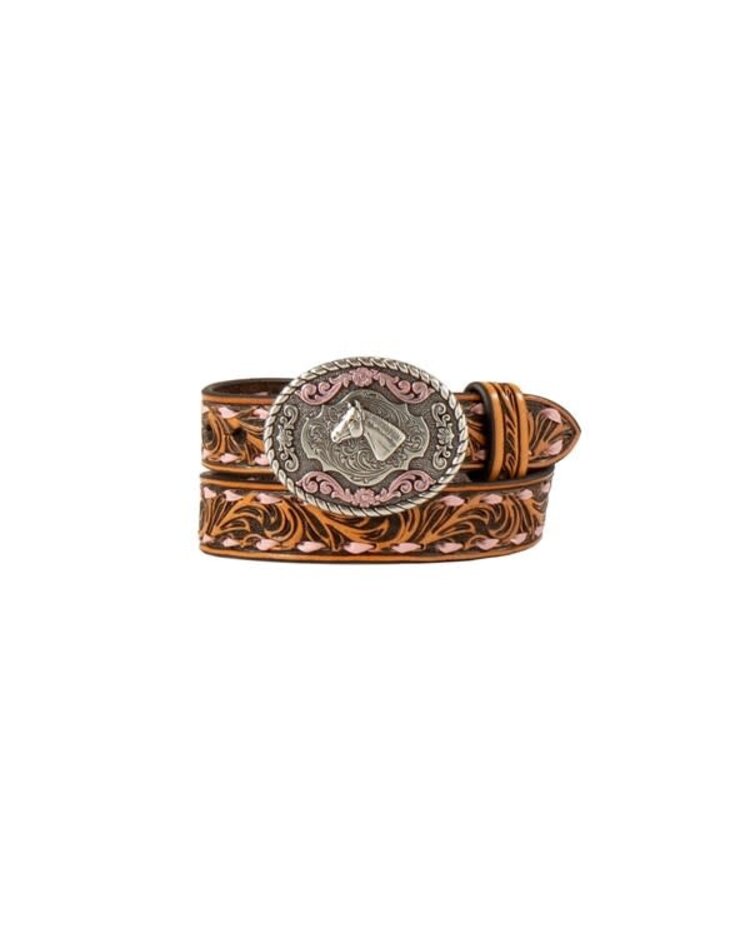 Nocona Infant Pink Buck Stitch Belt