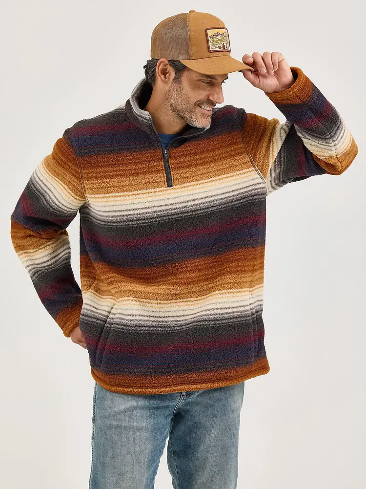 Wrangler 1/4 Zip Sherpa Pullover Sunset Stripe