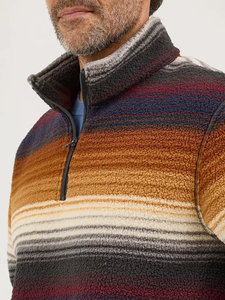 Wrangler 1/4 Zip Sherpa Pullover Sunset Stripe