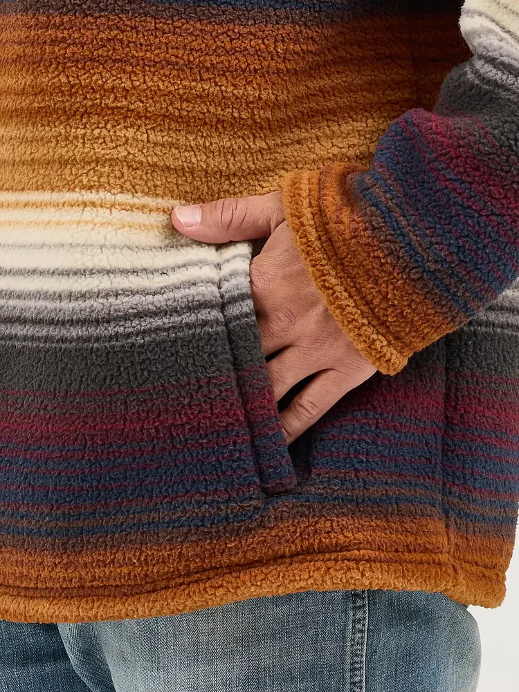 Wrangler 1/4 Zip Sherpa Pullover Sunset Stripe