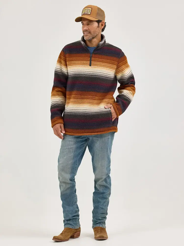 Wrangler 1/4 Zip Sherpa Pullover Sunset Stripe