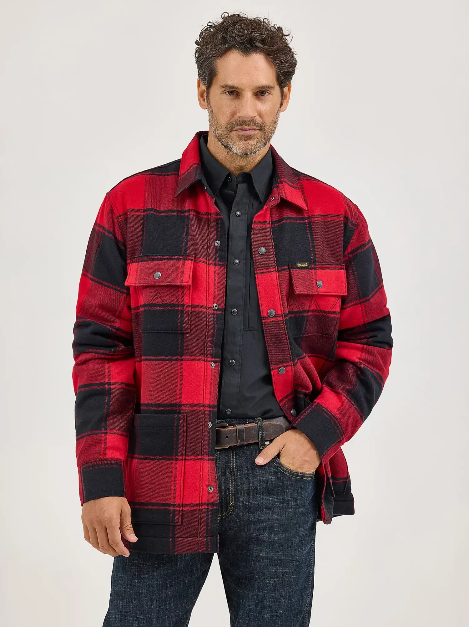 Sherpa Lined Flannel Snap Shirt Red Buffalo - Frontier Western Shop