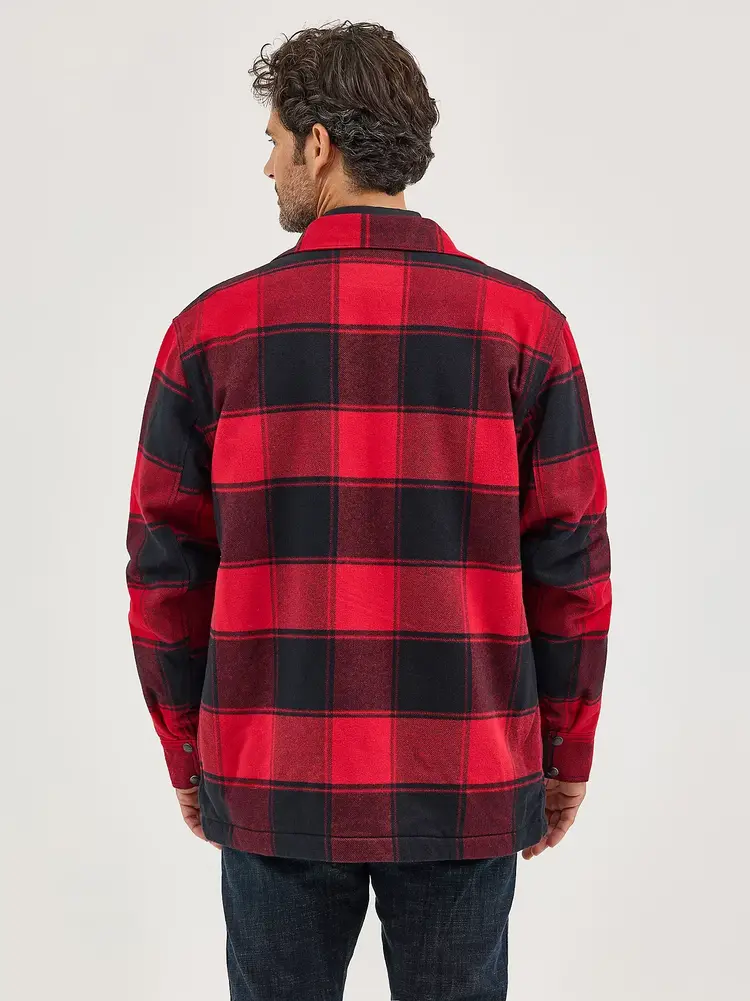 Wrangler Sherpa Lined Flannel Snap Shirt Red Buffalo