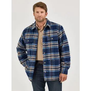 Wrangler Quilt Lined Flannel Shirt Jacket Navy Plaid