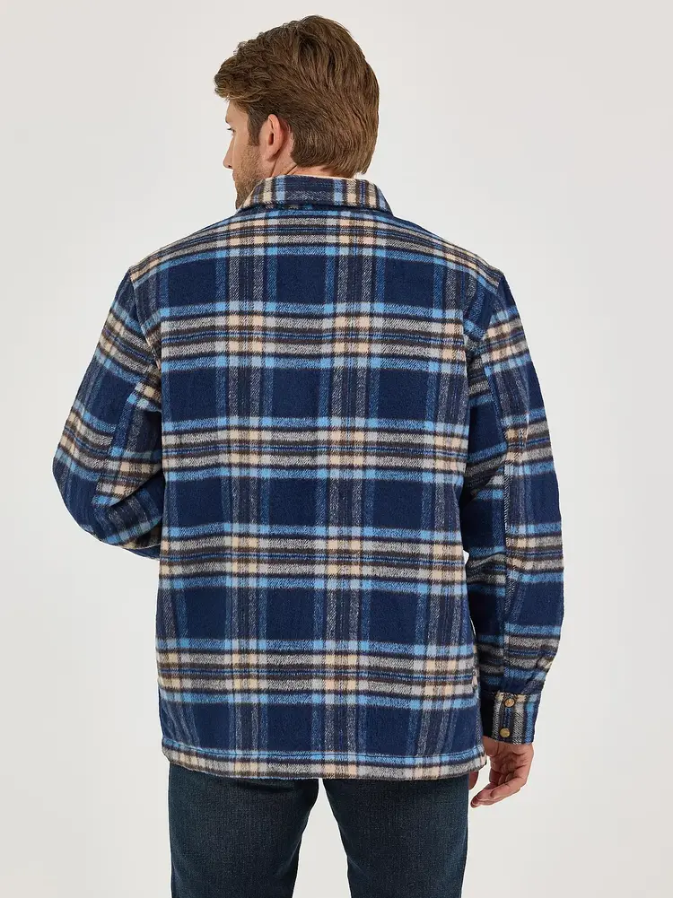 Wrangler Quilt Lined Flannel Shirt Jacket Navy Plaid