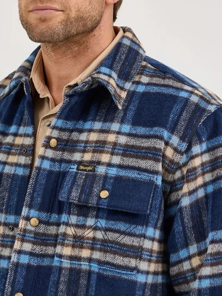 Wrangler Quilt Lined Flannel Shirt Jacket Navy Plaid