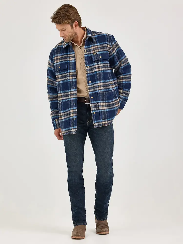 Wrangler Quilt Lined Flannel Shirt Jacket Navy Plaid