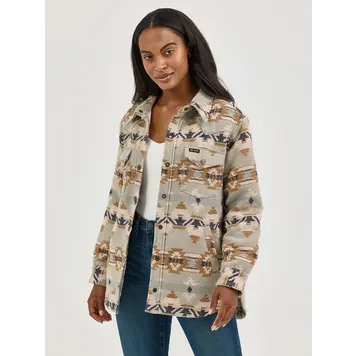 Wrangler Quilt Lined Jacquard Shacket Pale Green