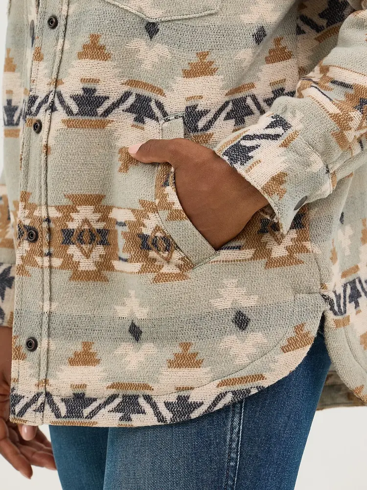 Wrangler Quilt Lined Jacquard Shacket Pale Green