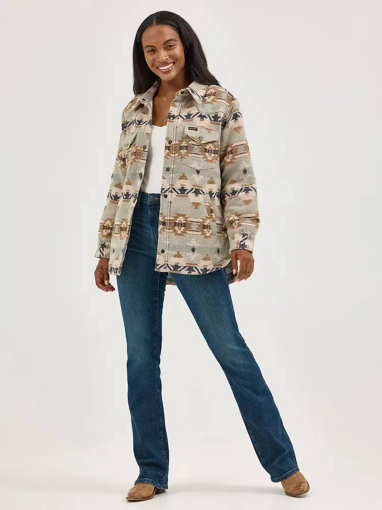 Wrangler Quilt Lined Jacquard Shacket Pale Green