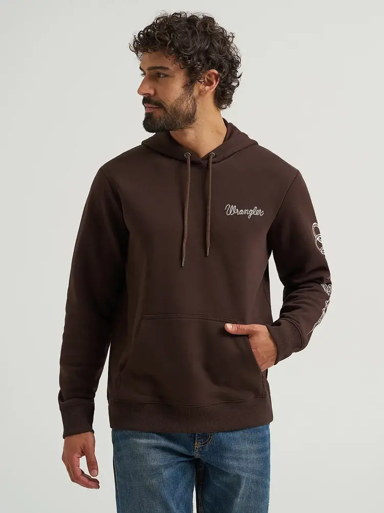 Wrangler Rope Logo Classic Fleece Hoodie Mole Brown
