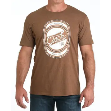 Cinch Cotton Poly Logo Tee Brown