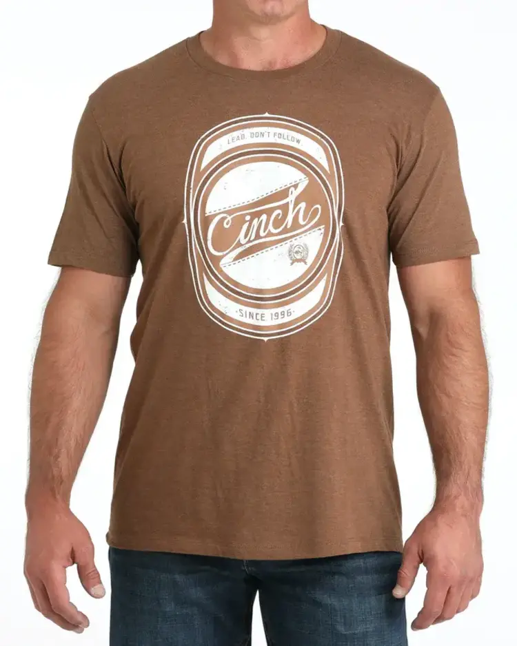 Cinch Cotton Poly Logo Tee Brown