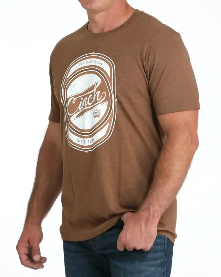 Cinch Cotton Poly Logo Tee Brown