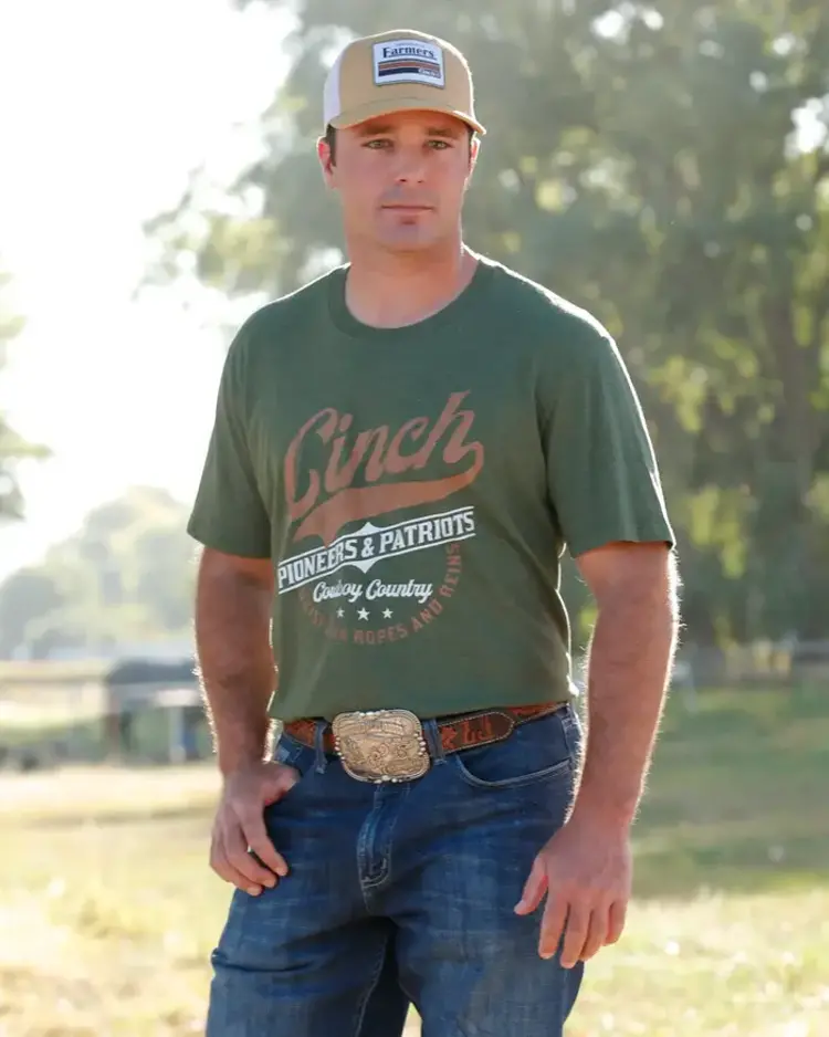 Cinch Pioneers And Patriots Tee Olive