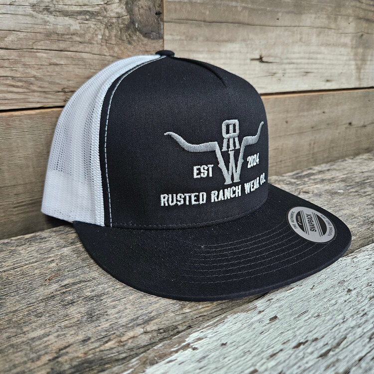 Rusted Ranch Wear RRW Flat Cap Black/White/Grey