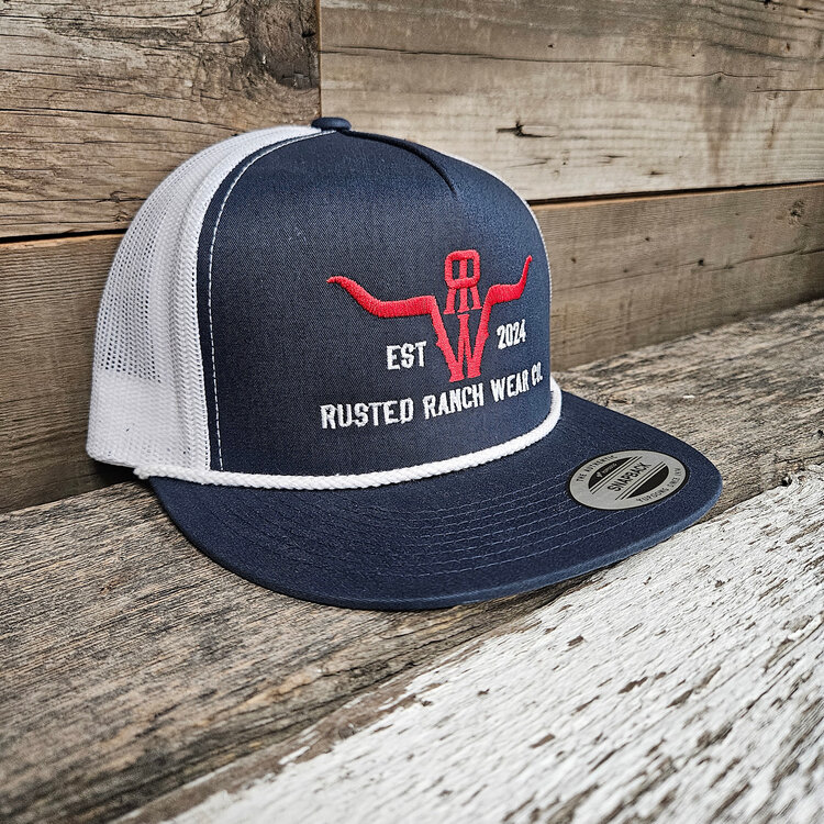 Rusted Ranch Wear RRW Flat Rope Brim Cap Navy/White/Red