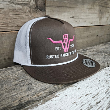 Rusted Ranch Wear RRW Flat Rope Brim Cap Brown/White/Pink