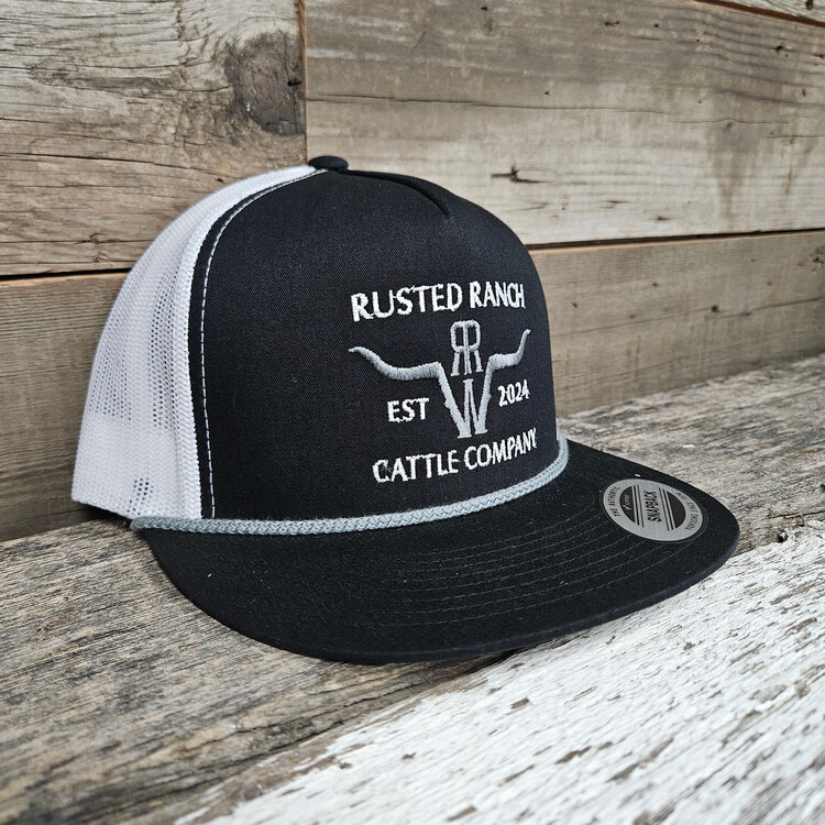 Rusted Ranch Wear RRW Flat Rope Brim Cap Black/White/Grey