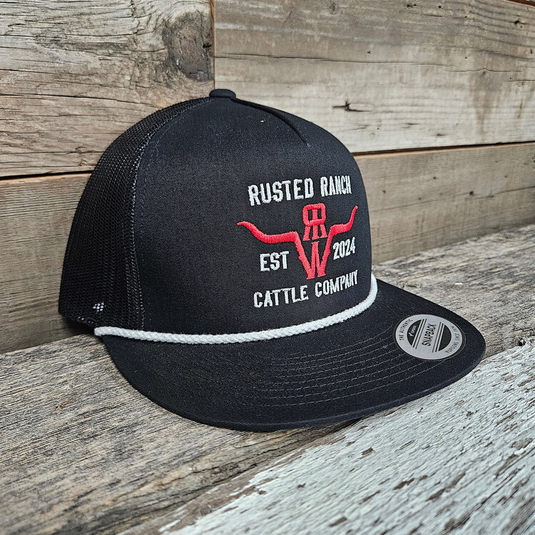 Rusted Ranch Wear RRW Flat Rope Brim Cap Black/White/Red