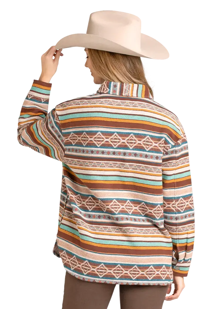 Rock & Roll Denim Multicolored Aztec Shacket