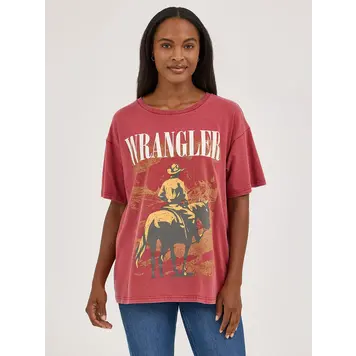 Wrangler Acid Wash Oversized Tee Chili Oil