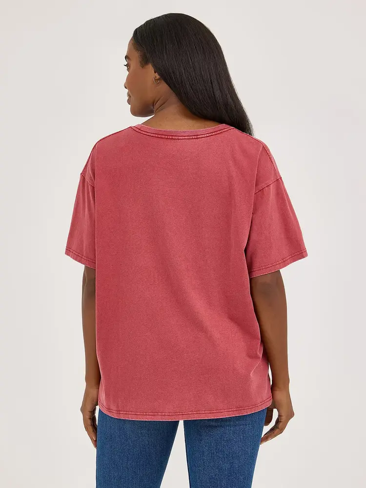 Wrangler Acid Wash Oversized Tee Chili Oil