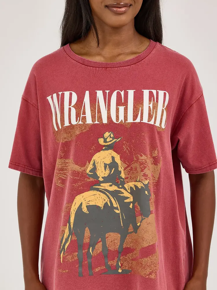 Wrangler Acid Wash Oversized Tee Chili Oil