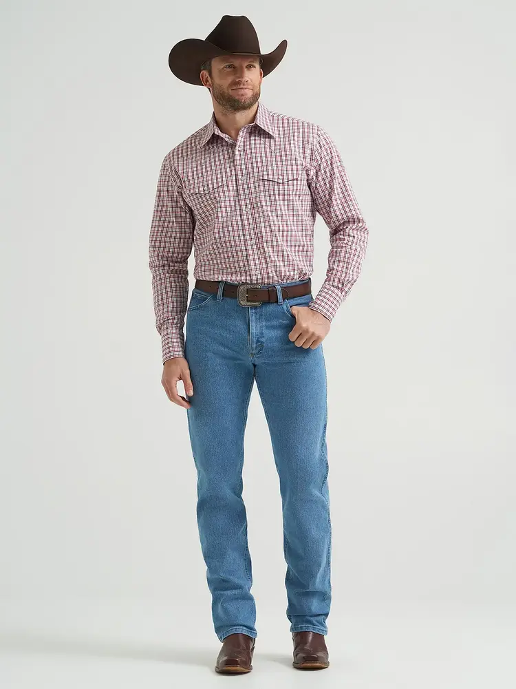 Wrangler Wrinkle Resist Plaid Snap Scarlet Layer