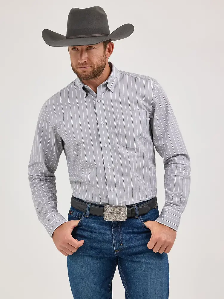 Wrangler Cody Johnson Button Down Charcoal Stripe