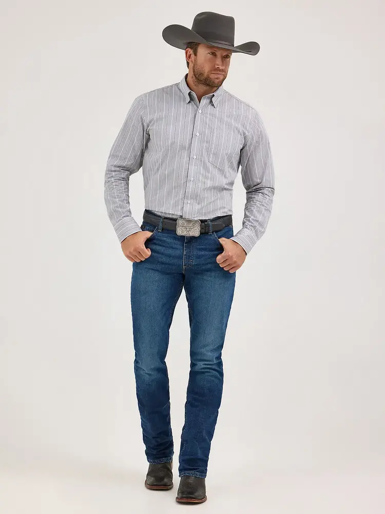 Wrangler Cody Johnson Button Down Charcoal Stripe