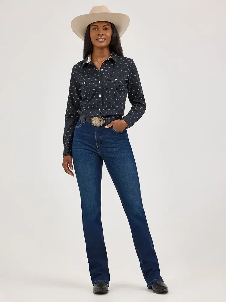 Wrangler Horseshoe Snap Slim Fit Black