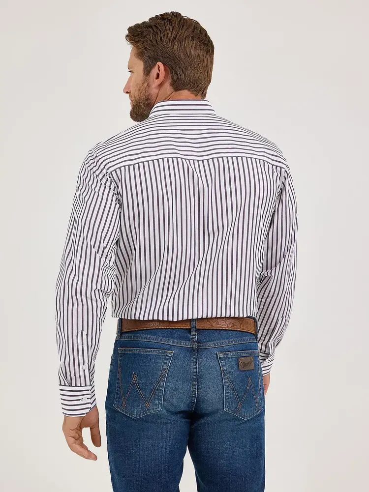 Wrangler Cody Johnson Button Down Navy White Stripes