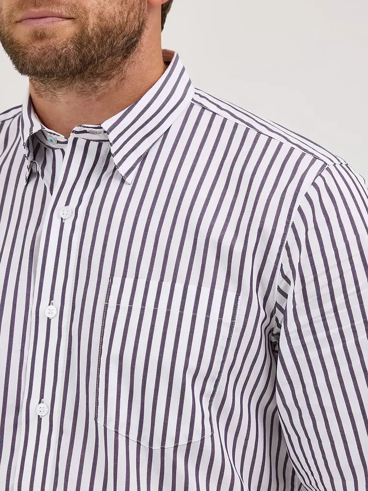 Wrangler Cody Johnson Button Down Navy White Stripes