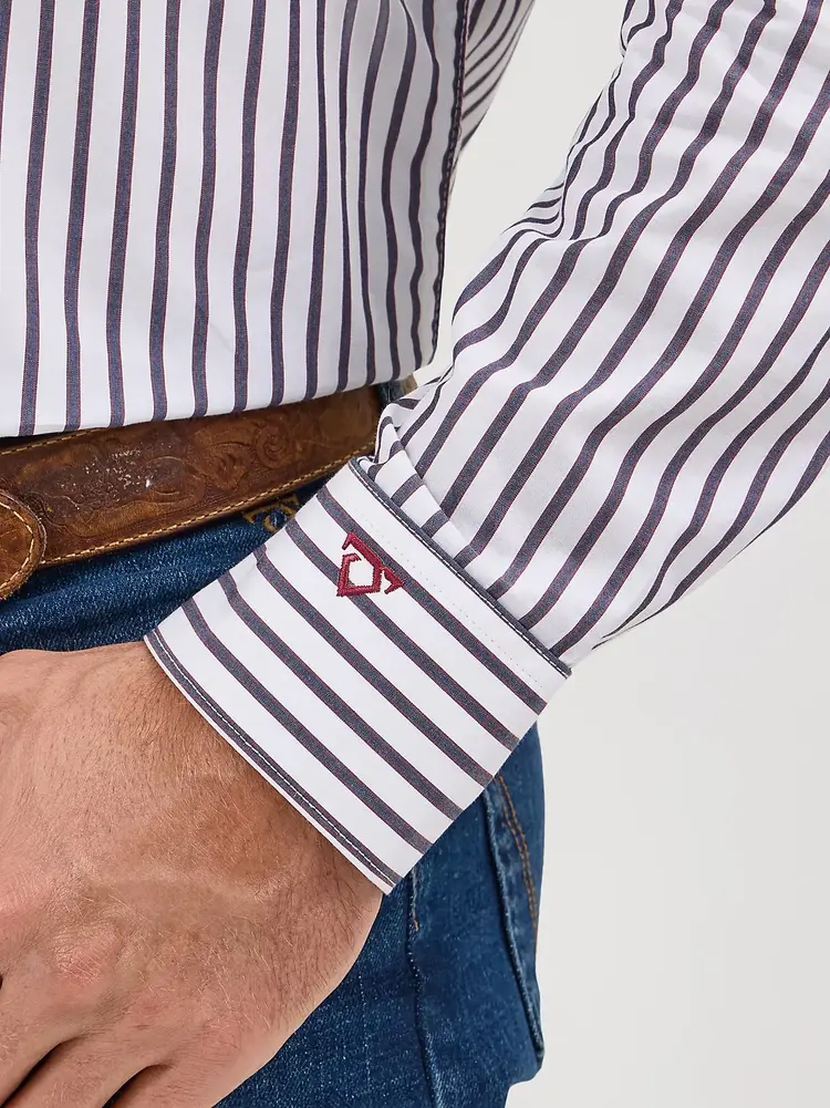 Wrangler Cody Johnson Button Down Navy White Stripes