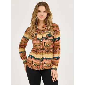 Wrangler Desert Print Snap Tan