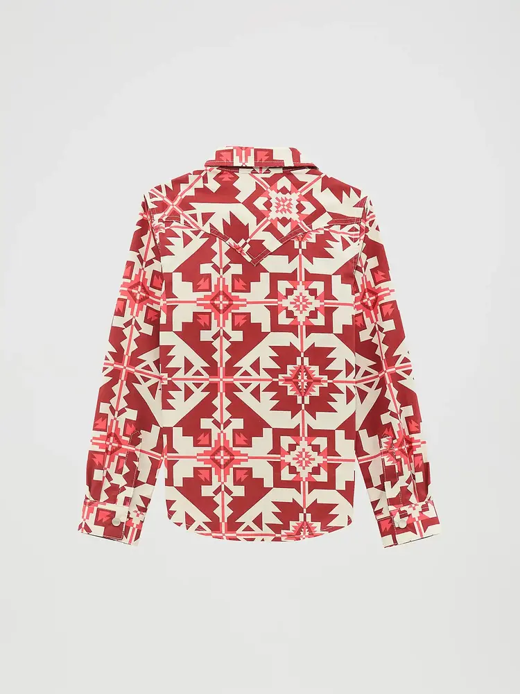 Wrangler Youth Geo Print Snap Pink