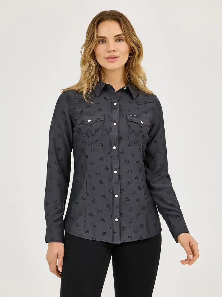 Wrangler Subtle Black Horses Snap