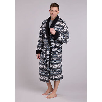 Roper Aztec Fleece Robe Black White